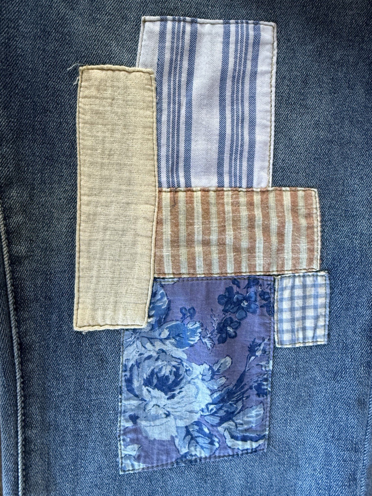 April Cornell Modern Prairie  patchwork jeans W2 … - image 8