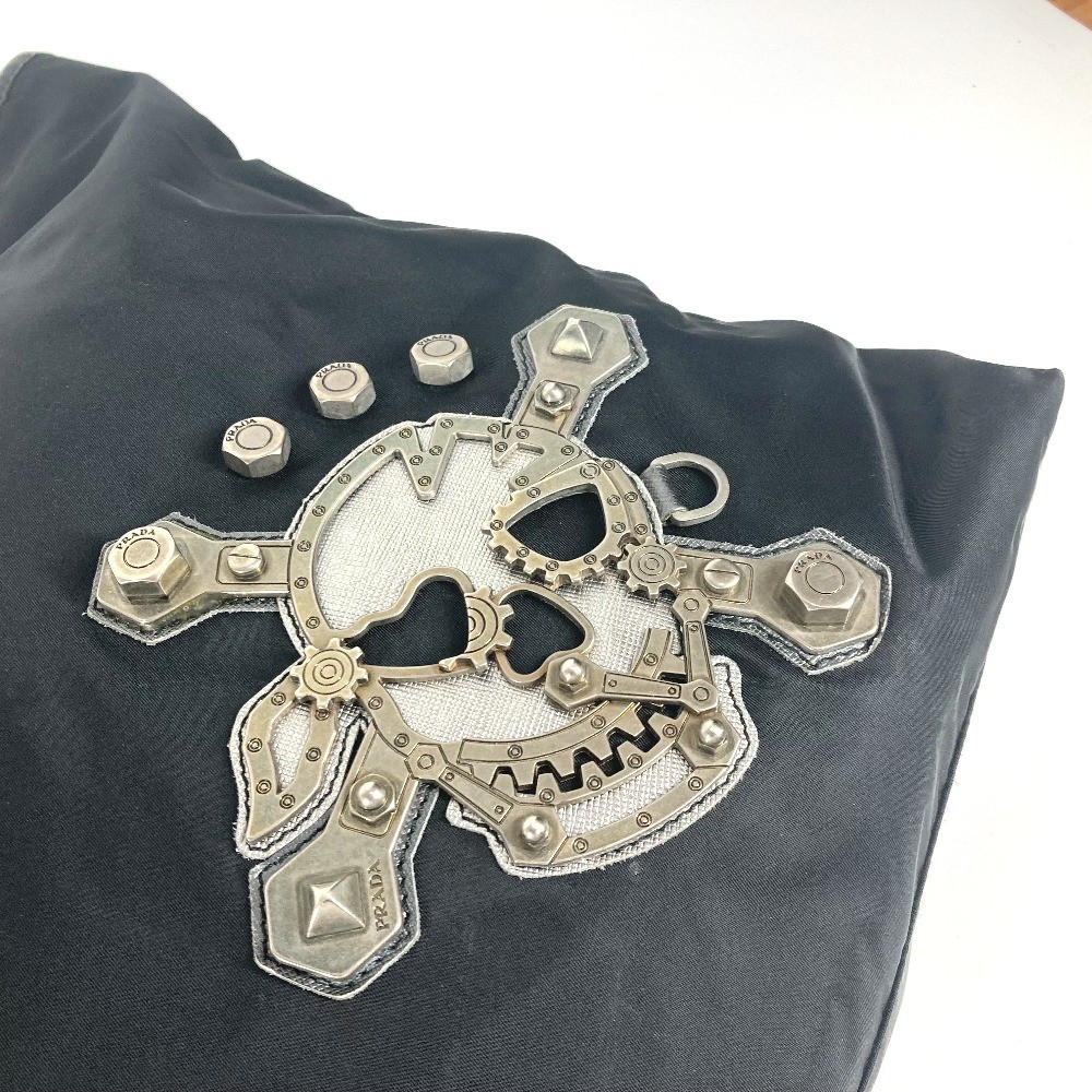 PRADA skull logo Shoulder Bag Tote Bag Nylon / Leather Black thumbnail 7