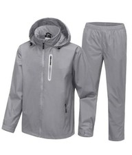Men's Waterproof Golf Rain Suit Rain Gear Jacket and Pants Small Grey