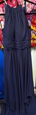 Eliza J Blue Chiffon V-Neck Maxi Dress Sleeveless Lined Zip Solid navy blue 4