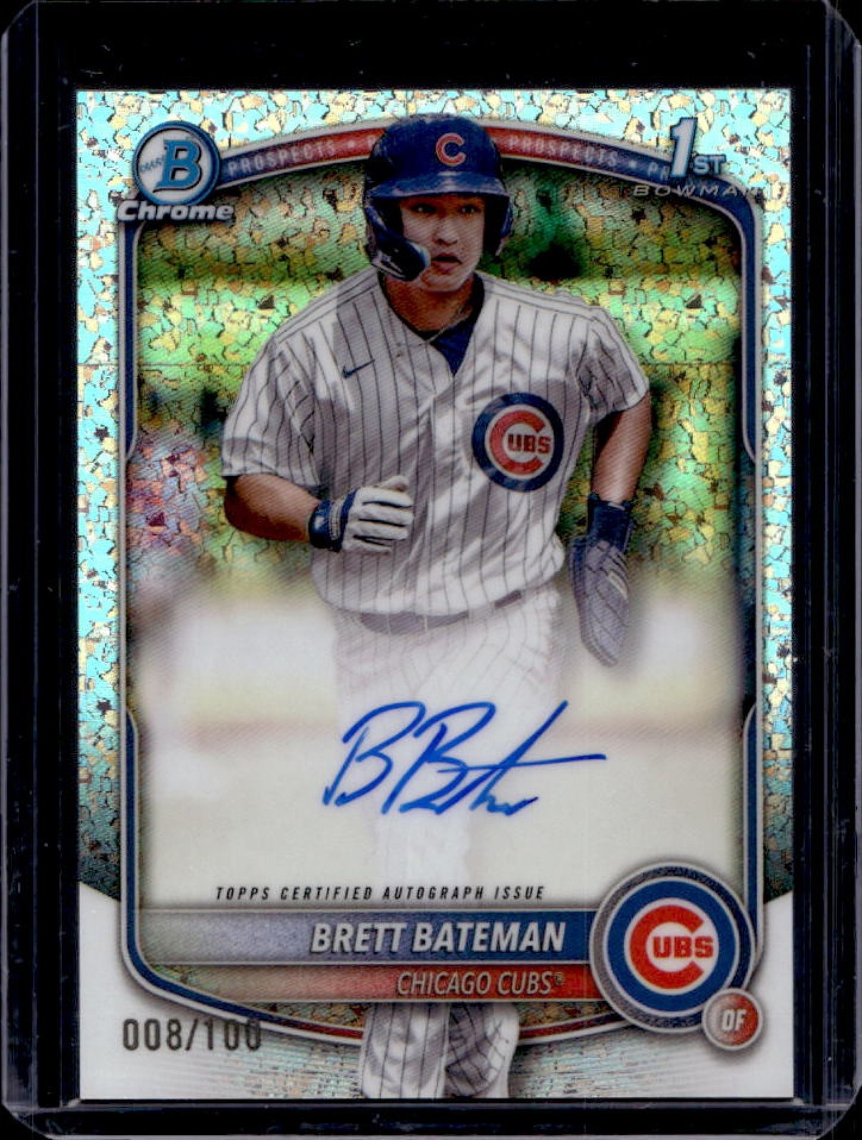 2025 Bowman Chrome Brett Bateman Auto Mini Diamonds Refractor 1st Prospect #/100