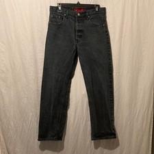 Vintage 90s USA Levis 501 Jeans 30x32 30x28 Black Straight Button Fly Denim