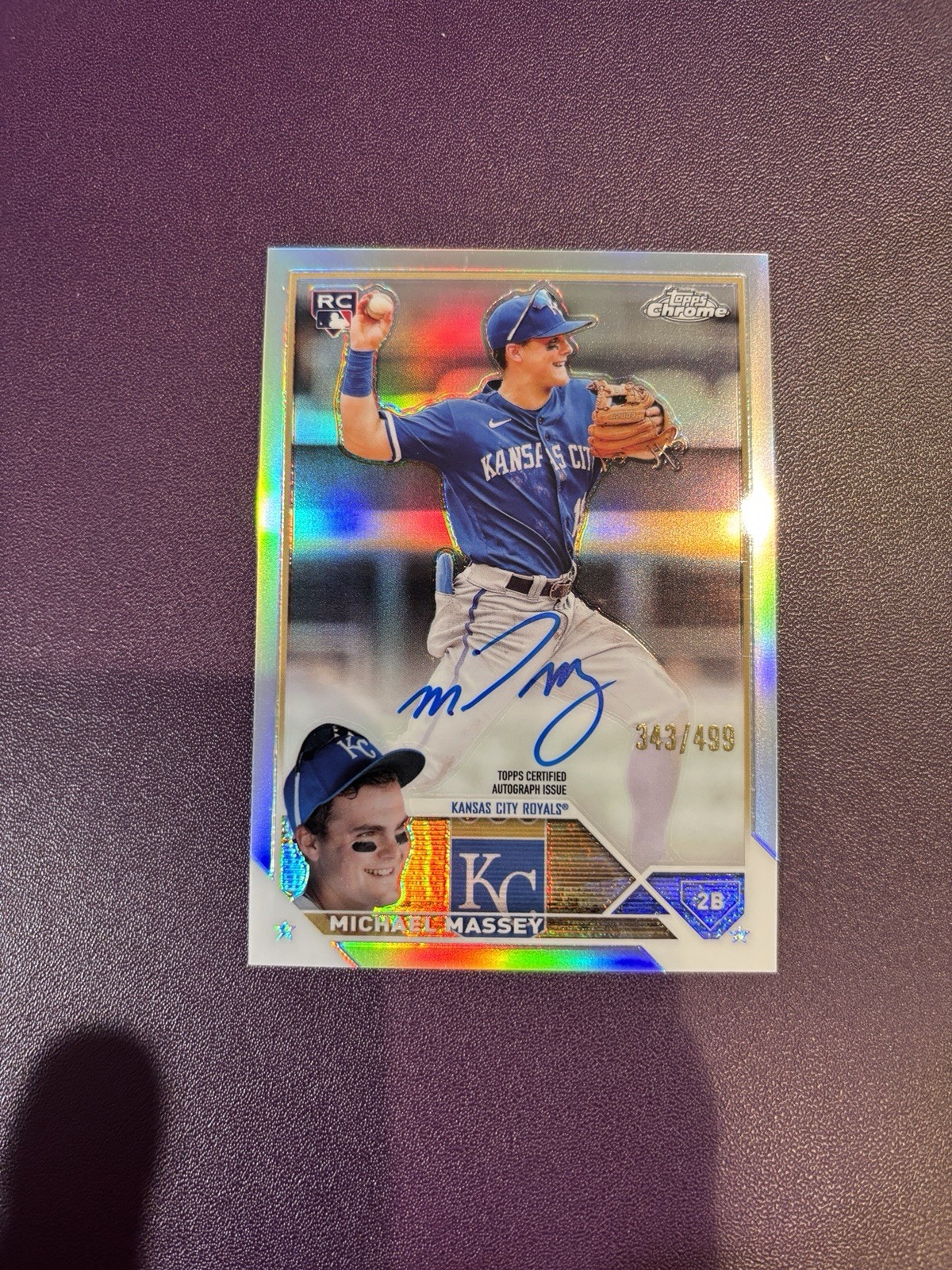 2023 Topps Chrome - Rookie Autographs Michael Massey #RA-MM Refractor /499 (RC)