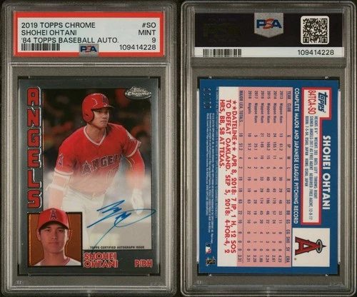 PSA 9 2019 Topps Chrome ‘84 Design SHOHEI OHTANI Auto SP #/20 On-Card Autograph