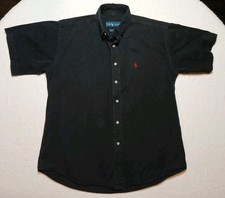 POLO RALPH LAUREN SIZE M BLACK SHORT SLEEVED COTTON OXFORD SHIRT