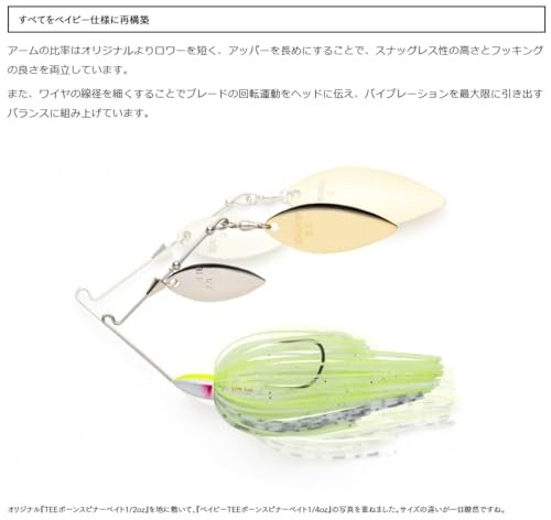 NEW Keitech Baby T-Bone Spinnerbait Double Willow DW 1/2oz #010 Super White - Image 3