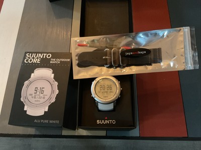 Suunto Core Alu Pure White Brand New Alpha Stealth Brown Leather 24mm Band Strap
