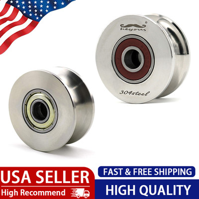 2 Pack Metal Pulley Wheel U Grooved Sealed Ball Bearings Rope Wire Guide Roller