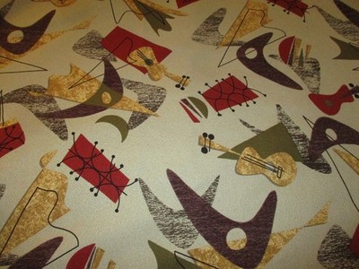 3 1/2 yds. Big Kahuna Beatnik MCM Eames Era Style Fabric Textured Atomic c2003