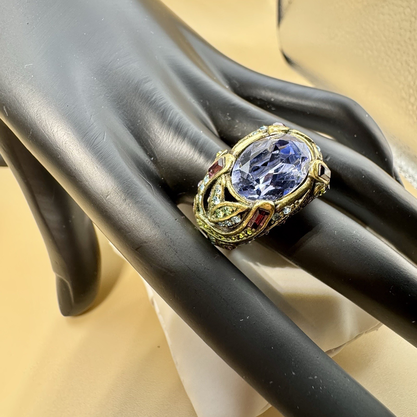 Heidi Daus Statement Ring Goldtone Multi Crystal … - image 7