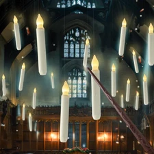 Hanging Floating Candles with Wand Remote and String 12 Pcs Flying Flameless LE