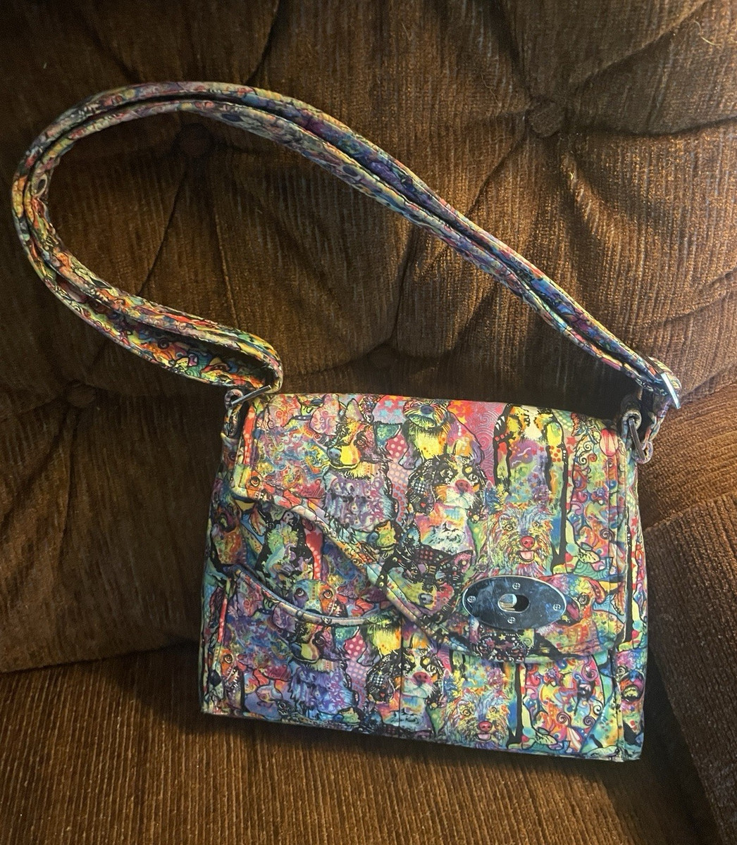 Preowned Multicolor Cute Dog Print Shoulder Bag