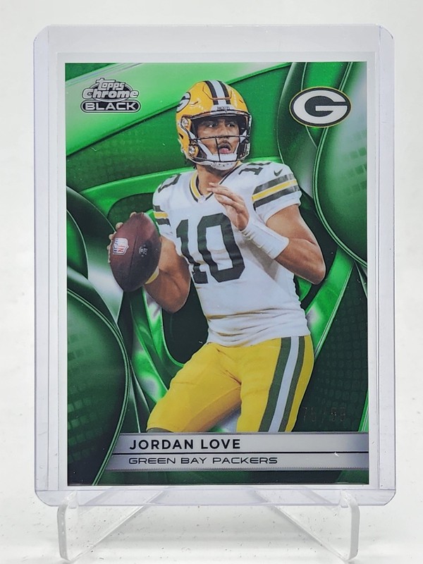 JORDAN LOVE 2025 TOPPS CHROME BLACK GREEN REFRACTOR /99 #40 PACKERS Q7485