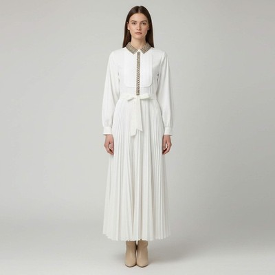 Elie Saab x Ipekyol White Cotton Embellished Dress M