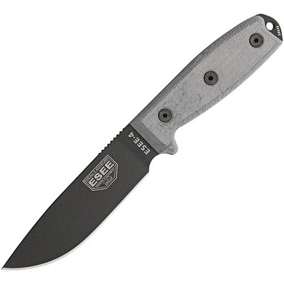 ESEE Model 4 Messer mit 1095HC Klinge, grauer Micarta Griff, Kydex, Clip + MOLLE