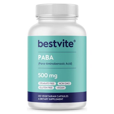 BESTVITE PABA 500mg (120 Vegetarian Capsules) (para-Aminobenzoic Acid) - No - -