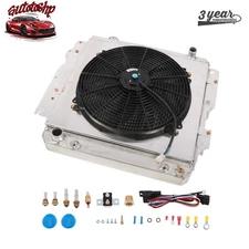 For Jeep 1987-2006 Wrangler TJ YJ L4 L6 3 Row Radiator&Fan Aluminum Shroud Relay