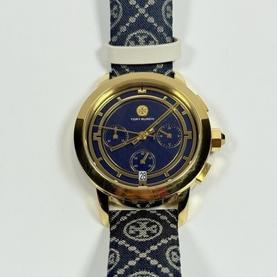 Tory Burch Tory TBW1038 Navy & Ivory Leather Chronograph Blue Dial