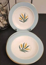 Vtg International D.S. Co. Alliance Ohio Viking Wheat Aqua China Set 5 Saucers