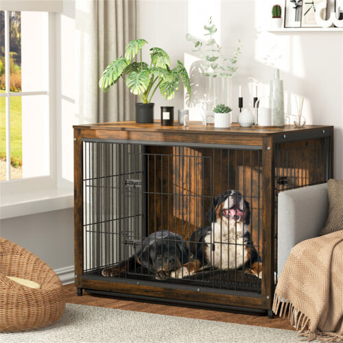 BingoPaw Wooden Dog Crate End Table Multi Doors Pet Kennel Furniture with Toilet - Picture 75 of 107