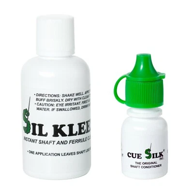 Cue Silk Shaft Conditioner 1/4 oz and Sil Kleen Cue Shaft Cleaner 1 oz Combo