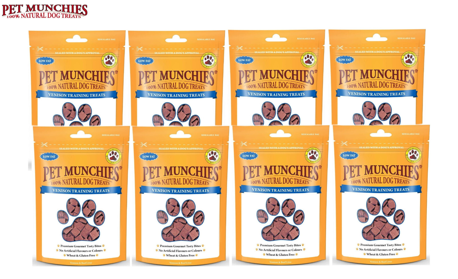 8X PET MUNCHIES VENISON BEEF LIVER DOG PUPPY TRAINING TREATS GRAIN FREE 50G