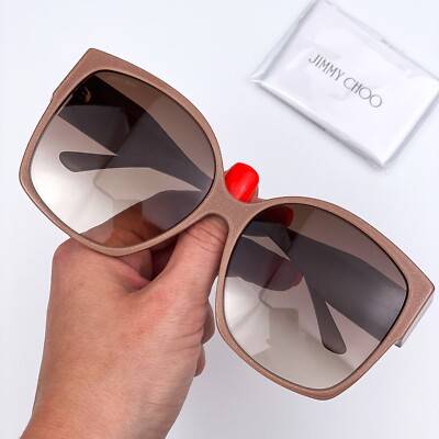 SALE! NEW Jimmy Choo Noemi/S KON HA Nude Glitter Gradient Square Women Sunglasse Jimmy Choo Sunglasses NOEMI/S KON HA Nude Glitter Brown  main image 4