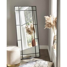 Large Mirror Full Length Black Metal Wallmount Or Freestanding Contemporary 1.4m