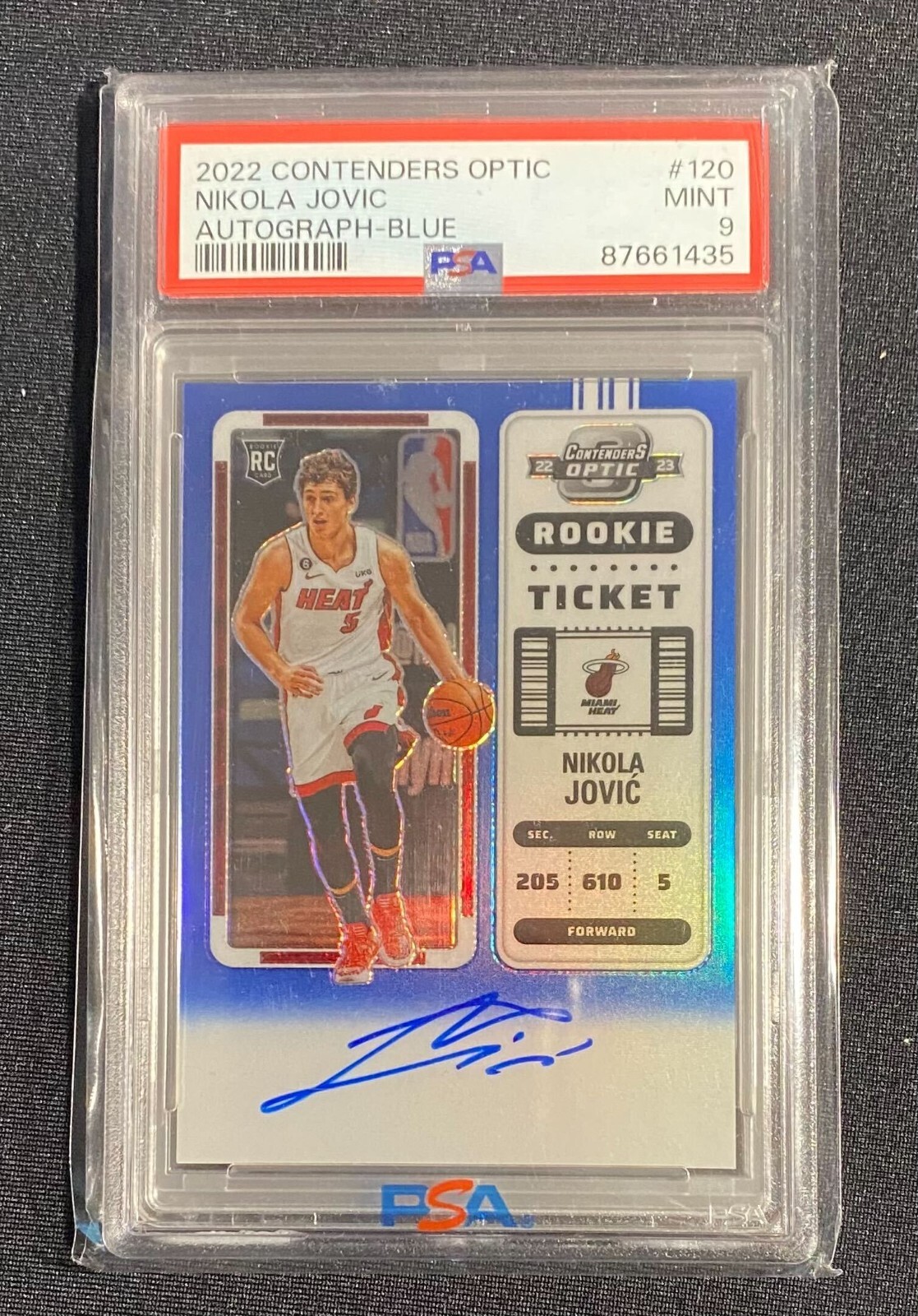 NIKOLA JOVIC 2022-23 CONTENDERS OPTIC ROOKIE TICKET BLUE RC AUTO /49 PSA 9 MINT