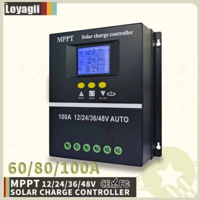 60A 80A 100A MPPT Solar Laderegler Controller mit LCD Display Dual USB 12-48V DE