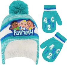 Moonbug CoComelon Boy's Winter Hat and Mittens Set, Toddlers Set Ages 2-4