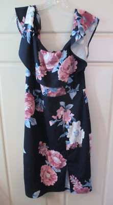 Premier Amour  Sleeveless Sheath Dress Blue Floral  16 Stretch Lined NWT
