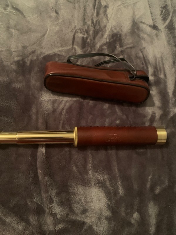 Vintage Brass and Leather Telescope with Case