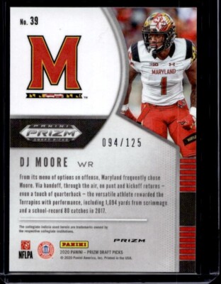 2020 Panini Prizm Draft Picks DJ Moore #39 Neon Green Prizm /125