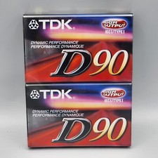 Lot of 2 TDK D90 High Output IEC I Type I 90 Minute Normal Blank Audio Cassette