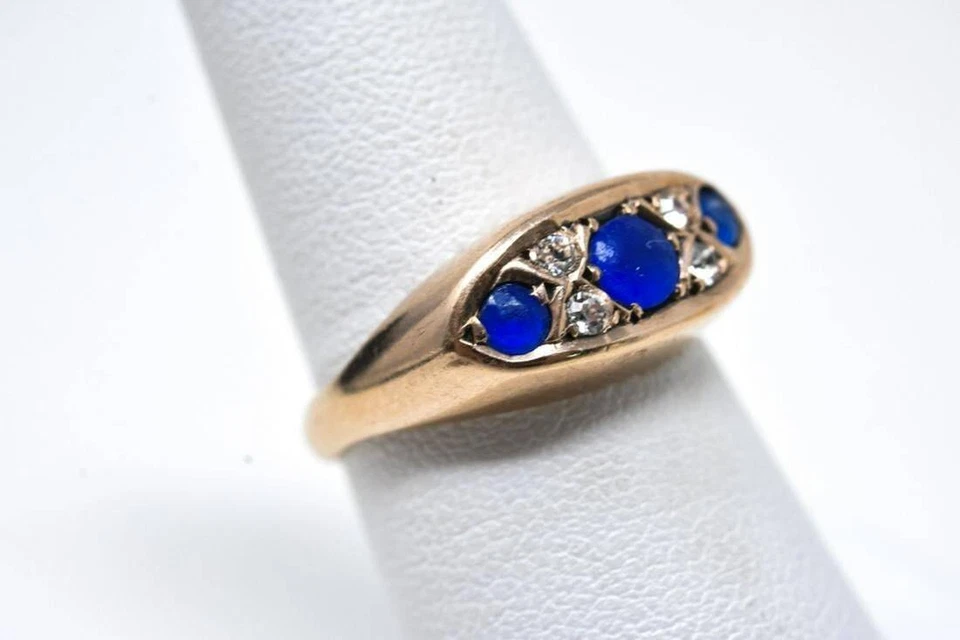 Art Deco Rose Gold, Diamond & Paste Ring size 7 circa 1920's English 9k gold - - Image 3 of 4