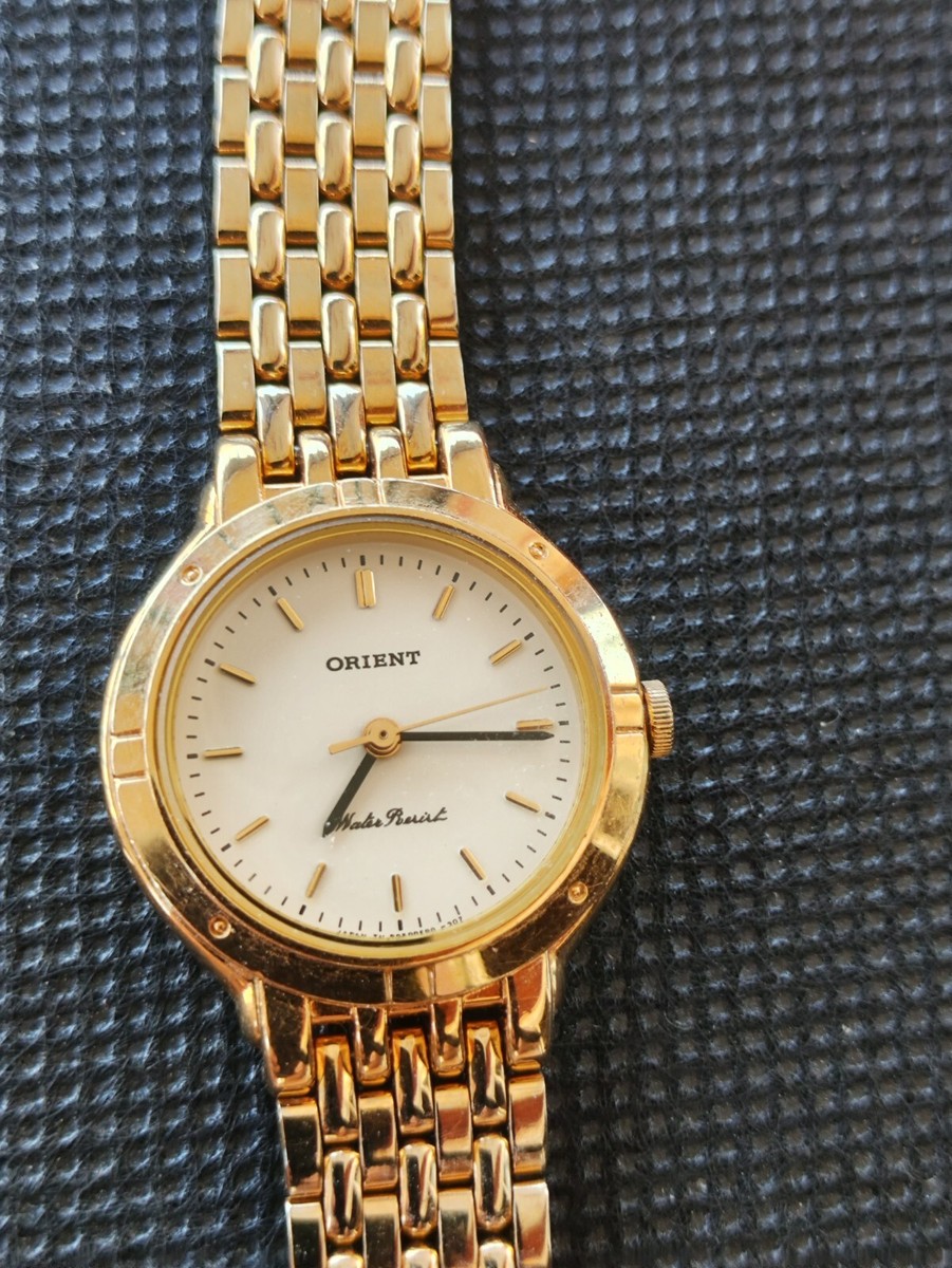 Reloj pulsera ORIENT B059F9 de cuarzo chapado en oro para dama