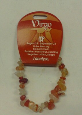 ZODIAC ASTROLOGY CARNELIAN STONE BRACELET VIRGO 8/23 TO 9/22 ENERGY STONES