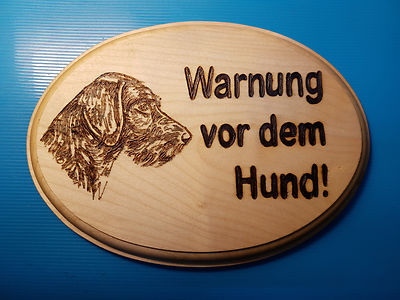 Hundewarnschild Türschild Hier wache ich - Brandgravur mit verschiedenen Texten