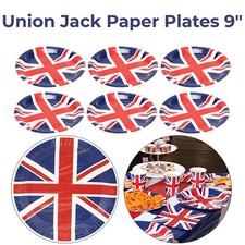 Union Jack Plates 8-100pcs of 9" paper plates