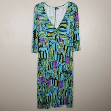 Tribal Women's Multicolor 3/4 Sleeve Tea Length Dress M