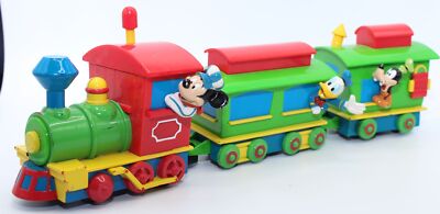 Vintage Disney Mickey Mouse Goofy Donald Duck Moving Train Toy Cars No  Remote