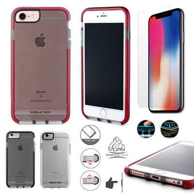 Stoßfeste Hülle mit Gorilla Glas Displayschutzfolie für iPhone XS XR 8 7 6S Plus