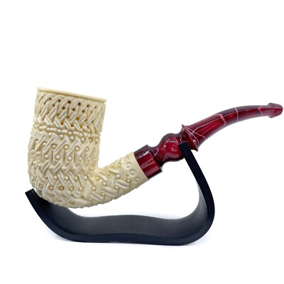 S.Yanik Meerschaum Pipe Half Bent Smoking Pipe Handcarved Knotted Tobacco  Pipe