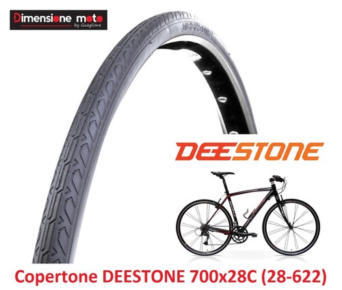Copertone DEESTONE 700x28C (28-622) D-1002 Scanalato Nero per Bici 28\