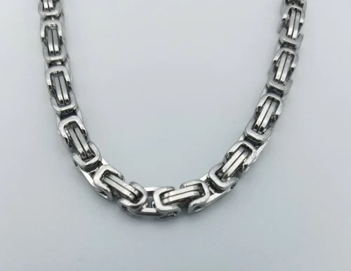 7"-44" STAINLESS STEEL SILVER 4MM  BYZANTINE TURKISH  BOX ROPE CHAIN NECKLACE