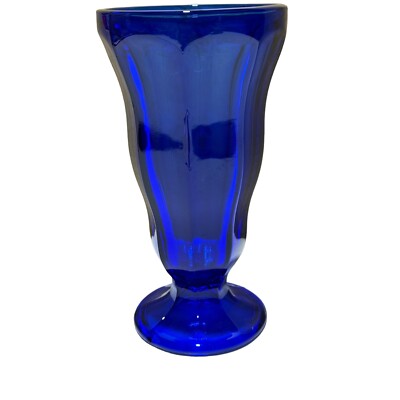 Anchor Hocking Cobalt Blue Pressed Glass Ice Cream Soda Dish Footed Goblet