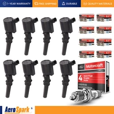 Motorcraft Spark Plugs + Ignition Coils DG508 fit Ford E150 Explorer 4.6L 8Pcs