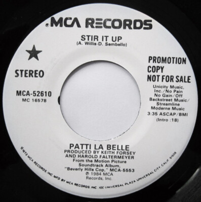 Patti LaBelle - Stir It Up 1985 7'', Single, Promo MCA Records MCA-52610 Very Goo