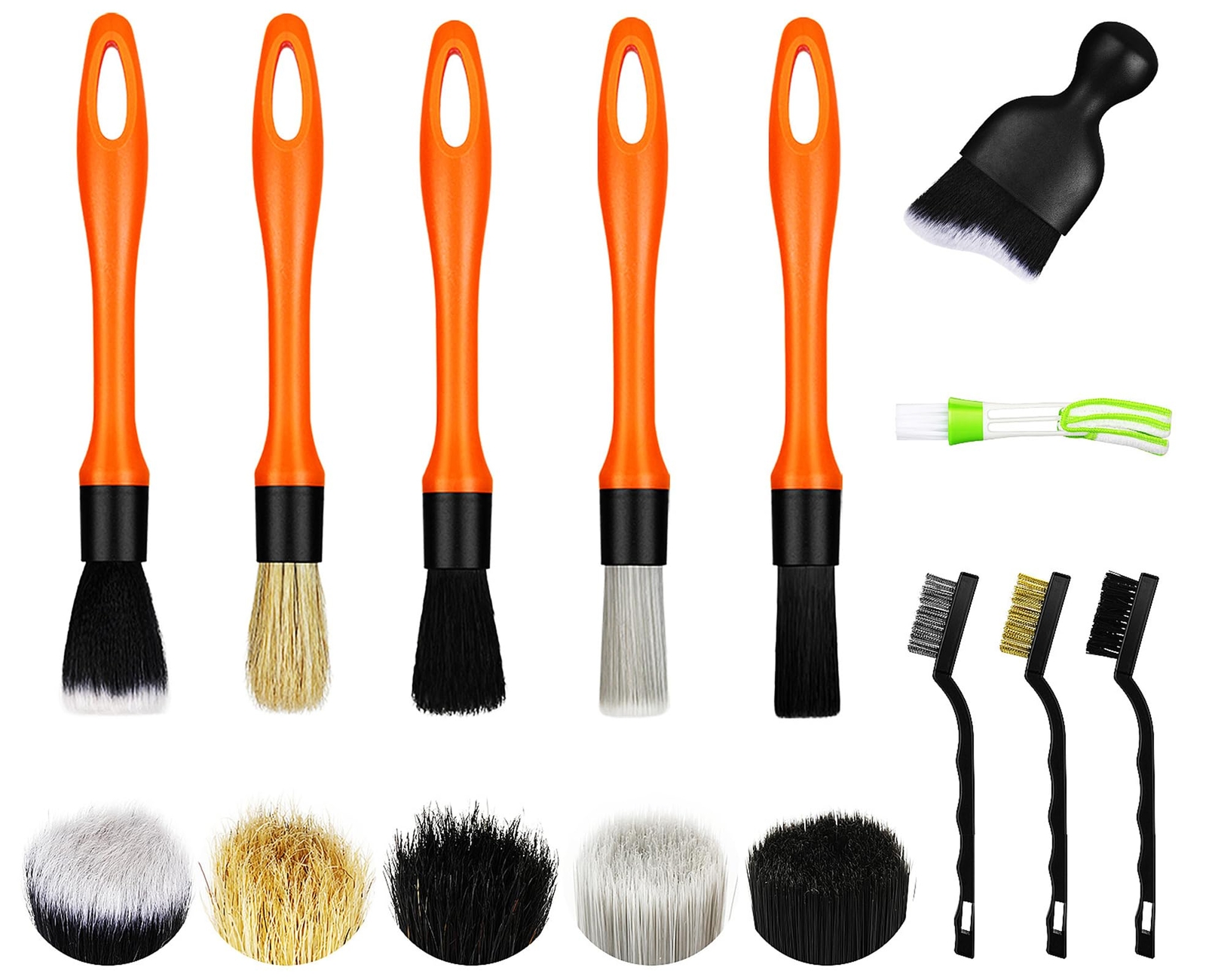 Car Detailing Brush Set Soft Boar Hair Auto Detailing Cleaning Kit Perfect fo...